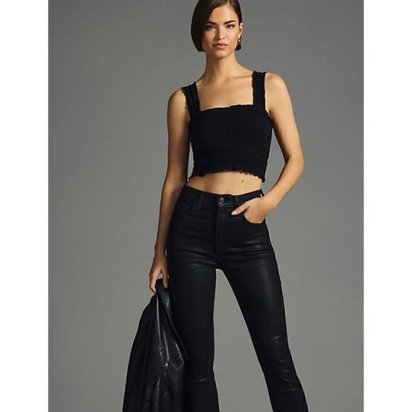 Anthropologie Black Smocked Tank Top size L/Xl - Picture 1 of 6